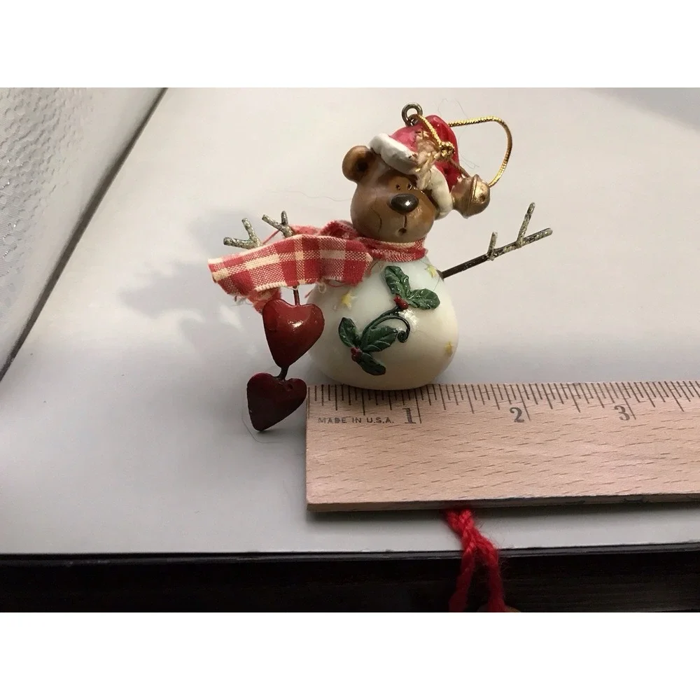 Teddy Bear‎ Snowman Ornament Hearts And Hanging Feet